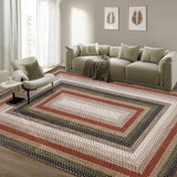 Garvee Bordered Crimson/Earthy 6x9 Machine Washable Area Rug Braided Rug for Living Room Modern Braid Printed Large Bedroom Rug Non Slip Dining Room Throw Rug Farmhouse Accent Carpet for Home Decor - Crimson/Earthy