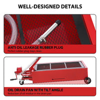 Garvee 20 Gal Hand Pump Oil Pan with 7.5 Ft Hose, Low Profile & T Folding Handle Oil Drain Cart for Truck Cars SUVs
