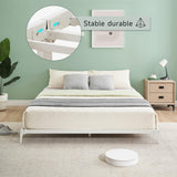 Garvee 6 Inch Metal Bed Frame Heavy Duty Platform Sturdy Steel Slat Queen Platform Noise Free No Box Spring Needed with Huge Storage Space, Create A Comfortable Sleeping Environment - White|6 Inch Hight