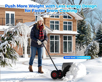 Garvee 29"W X 20"H Snow Shovel Pusher with 29" Metal Blade & Adjustable Handle, Heavy-Duty Steel Frame, Dual 10" Wheels, Replaceable Strip, for Driveways & Sidewalks