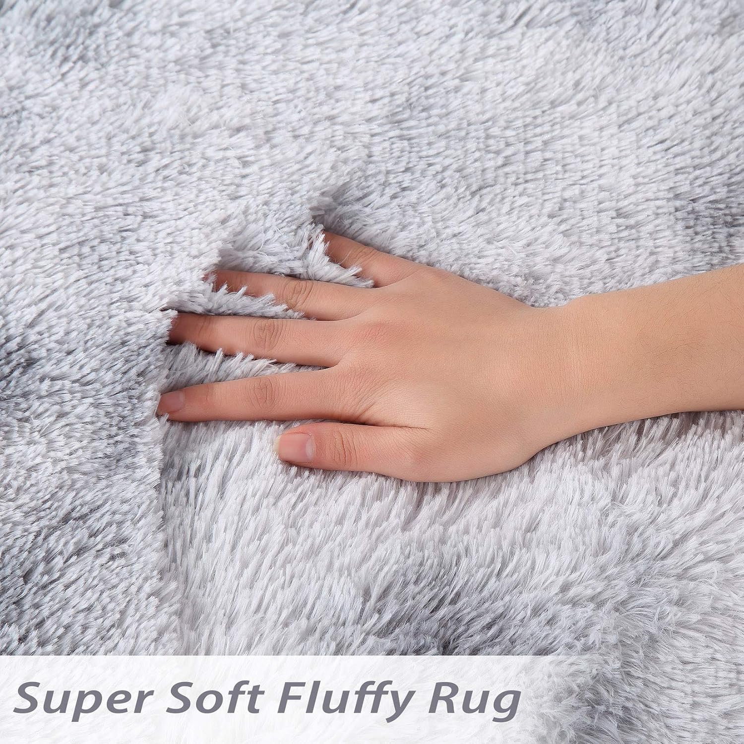 Garvee Fluffy & Sheepskin Light Grey 5'3" × 6'7" Area Rugs Shaggy Rug for Bedroom Fuzzy Rug Living Room Rugs Non-Slip Rug for Living Room Bedroom Dining Room Office Plush Rug,Grey