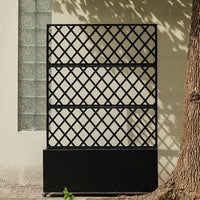 Garvee Mobile Black Galvanized Steel Raised Garden Bed with Trellis & Privacy Screen – Planter Box with Lockable Casters & Drainage Holes for Vegetables & Vines, Patio Deck or Yard – 71"X35"X16"