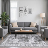 Garvee 4x6 Area Rugs for Living Room - Soft Vintage Geometric Floral Design, Machine Washable, Anti-Slip TPR Backing, Durable Reinforced Edges, Home Decor for High-Traffic Areas.Dark Brown - Brown