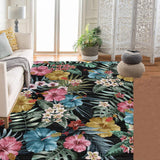 Garvee Bedroom Rug Washable Non Slip Low Pile Boho Floral Carpet 8x10ft Black - Black Bottom