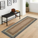 Garvee Bordered Sand/Bronze 2x6 Hallway Runner Rug Braided Rug Machine Washable Kitchen Mat Farmhouse Runner Carpet Non Slip Stain Resistant Rustic Runner Modern Printed Area Rug for Living Room Bedroom - Sand/Bronze