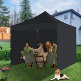 Garvee Commercial Canopy Tent with 4 Removable Sidewalls, 10x10 Pop Up Canopy Tent Heavy Duty 500D Waterproof with Roller Bag & 4 Sandbag for Outdoor/Camping/Stall/Party Event (Black) - Black