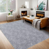 Garvee Modern Solid Area Rug Soft Machine Washable Non-Slip Low Pile Foldable Carpet for Living Room, Dining Room, Office, Grey - Gray
