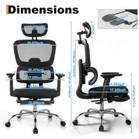 Garvee Ergonomic Mesh Office Chair, 4D Flip-Up Arms, Adjustable Lumbar High Back Desk Chair 400lbs, 3-Level Tilt Backrest, 3D Headrest, Swivel Rolling Computer Seating for Long Desk Work