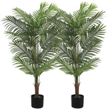 Garvee 2Pack 4FT Artificial Areca Palm Tree + Realistic Design + Sturdy Adjustable Trunk + Polyester Material + Indoor Decor + UV Resistant + Home Office - 4Ft Areca Palm Tree
