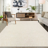 Garvee Living Room Area Rug Cream White 9x12 Machine Washable Rug Non-Slip Stain Resistant Modern Abstract Bedroom Rug Contemporary Throw Floor Carpet for Dining Room Solid Area Rug for Home Office - Cream White