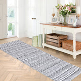 Garvee Moroccan Rug 2x12 Runner Rug Grey Hallway Runner Machine Washable Throw Carpet Foldable Thin Rug Boho Rug Non Slip Floorcover Mat for Bathroom Laundry Bedroom Living Room, Home Decor Rug - Gray