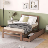 Garvee Twin Size Platform Bed Frame With 2 Drawers, Rubberwood Support Legs, No Box Spring Needed, White, Boys & Girls Bedroom - Walunt