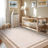 Garvee Extra Large Washable Area Rug 10x13 Modern Minimalist Non Slip Low Pile Foldable Indoor Carpet, Beige - Beige