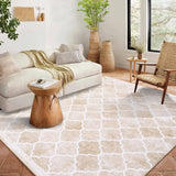 Garvee Washable Rugs 5x7 Rug for Bedroom Moroccan Rug for Living Room Beige Rug Vintage Rug Non Slip Carpet Throw Rugs Stain Resistant Office Rug Classroom Rug - Beige