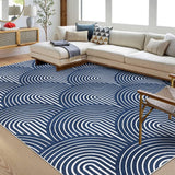 Garvee Washable Rug 6x9 Area Rugs for Living Room Modern Stripes Bedroom Rug Soft Indoor Large Rug Contemporary Abstract Accent Rug Non Shedding Throw Carpet for Dining Room Office Home Decor Navy - Blue