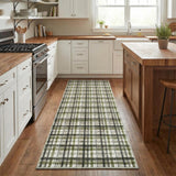 Garvee 2x8 Plaid Runner Rug Washable Non-Slip Low Pile Hallway Carpet, Soft Farmhouse Kitchen Runner for Bedroom Entryway, Green & Taupe - Green & Taupe