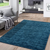 Garvee Modern Solid Indigo 8x10 Area Rugs  Living Room Rug Large Soft Washable Rug Modern Rug Non Slip Ultra-Thin Low Pile Rugs for Bedroom Stain Resistant Indoor Floor Cover Foldable Accent Rug for Playroom Office - Indigo