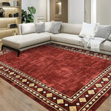 Garvee Bordered Red 4x6 Machine Washable Area Rug for Living Room Modern Bordered Area Rug, Non-Slip Stain Resistant Accent Rug Indoor Minimalist Border Floor Cover Carpet for Bedroom - Rust Red