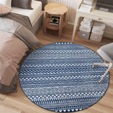 Garvee Moroccan Rug 3x3 Round Area Rug Machine Washable Boho Rug Small Circle Entryway Throw Carpet Non Slip Stain Resistant Floorcover Mat Farmhouse Rug Modern Carpet for Bedroom Living Room, Navy - Blue