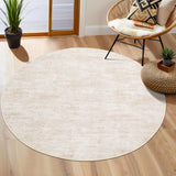 Garvee Solid Beige 3'-Round Area Rug Small Washable Circle Rug Non Slip Stain Resistant Entry Mat Beige Modern Solid Color Low Pile Soft Bedroom Mat - Beige