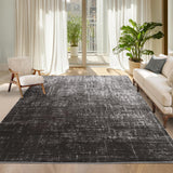 Garvee Washable 9x12 Area Rugs Modern Abstract Indoor Non Slip Low Pile Black Grey for Living Room Bedroom Dining Room Office Apartment - Black Gray
