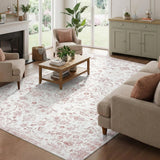 Garvee 10' x 13' Pink Vintage Persian Floral Area Rug, Washable Non-Slip Low-Pile Carpet for Living Room, Bedroom and Dining Room - Pink