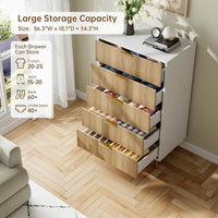 Garvee 5 Drawers Dresser for Bedroom, Fluted Dresser Chest of Drawers with Handle, Wood Modern Dressers for Closet, Bedroom Furniture Storage Organizer for Living Room, Hallway