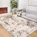 Garvee Washable Area Rug Vintage Foldable Thin Rug Soft Low-Pile Non-Slip Stain Resistant Floor Carpet Indoor for Living Room Bedroom Dining Room Hallways Entryway Under Table Rug Brown 9*12 - Brown