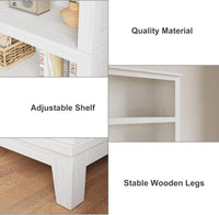 Garvee 71" Farmhouse Bookcase w/Adjustable Shelves & 31.5" Width, 5 Tier Tall Bookshelf with Wooden Legs, Rustic Vintage Book Shelf for Living Room Office Library, White