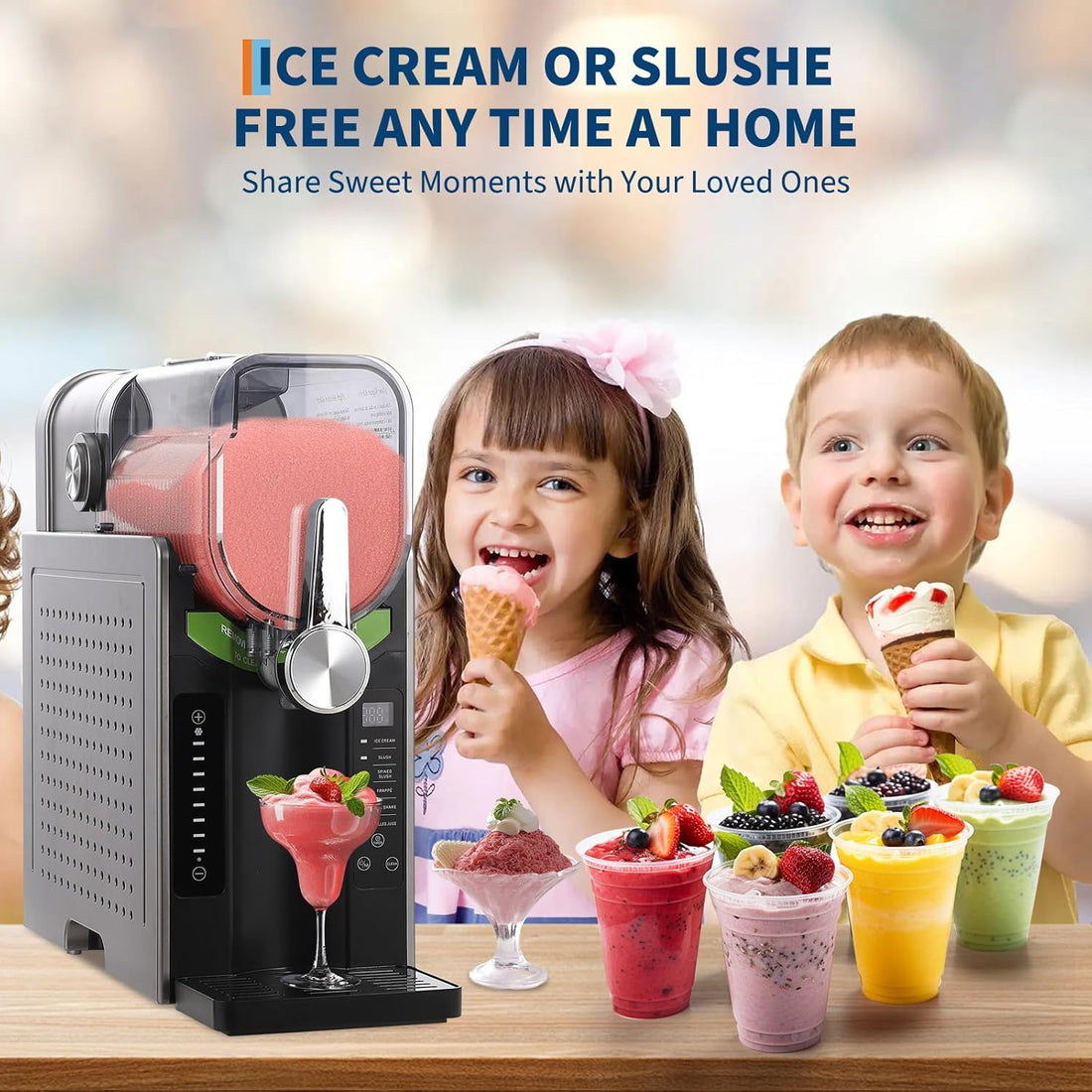 Garvee 68OZ Commercial Slushy Machine - 2L Single Bowl Frozen Drink Maker with 6 Preset Modes for Spiked Slush & Ice Cream, Charcoal Gray