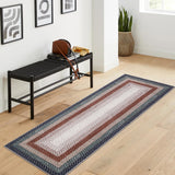 Garvee Bordered Blue Multi 2x10 Long Hallway Runner Rug Braided Print Rug Runner Non Slip Kitchen Area Rug Washable Farmhouse Runner Carpet Rustic Accent Area Rug for Living Room Bedroom Bathroom - Blue Multi