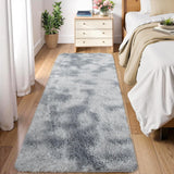 Garvee 2x6 Hallway Runner Rug Tie-Dyed Fuzzy Shag Non-Skid Carpet for Entryway Living Room Plush Soft Shaggy Indoor Accent Runner - Tie-Dyed Light Gray