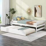 Garvee Twin Size Platform Daybed With Trundle, Modern White Wood Bed For Bedroom, Living Room, Children Room, One Size, 22.1in High - White