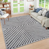 Garvee Bedroom Area Rug 5x7 Geometric Rug Machine Washable Living Room Area Rug Non Slip Stain Resistant Large Dining Room Throw Rug Ultra Soft Contemporary Carpet for Home Decor Office, Grey&Black - Gray & Black