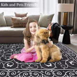 Garvee Vintage Entryway Rug 2x3 Rug Non Slip Washable Kitchen Rug Floral Low Pile Rugs Indoor Non Shedding Kitchen Carpet for Bedroom Bathroom Laundry, Black - Black
