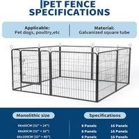Garvee Outdoor Dog Playpen, Heavy Duty Metal Pet Exercise Pen, Metal Dog Fence with Gate, Pet Fence for Large/Small Dogs, Portable Dog Fence for RV Camping, Yard, Garden