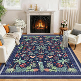 Garvee Jungle 9x12 Area Rugs Washable Non Slip Animal Print Tropical Peacock Monkey Nursery Rug Blue - Blue