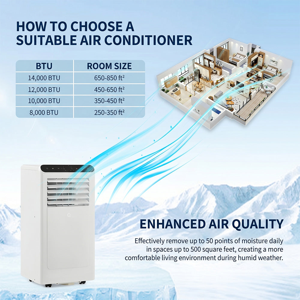 Garvee 8000 BTU Portable Air Conditioners Cool Up to 350 Sq.Ft,3 IN 1 Portable Ac Unit with Remote Control/LED Display/24Hrs Timer/Window Installation Kit & Low Noise for Home/Hotel/Office - White Top