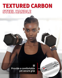 Garvee 50 LB Hex Dumbbell Set of 2 with Cast Iron Core, Rubber Encased Coating and Textured Carbon Steel Handle for Home Gym Strength Training