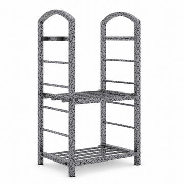 Garvee 30" 2-Tier Firewood Rack, 165 lb Wrought Iron Log Holder with 4 Tool Hooks for Fireplace, Patio & Deck, Sliver