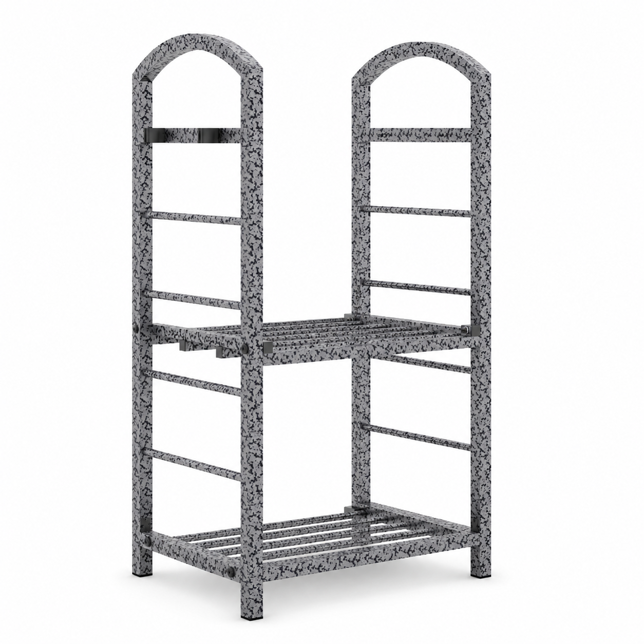 Garvee 30" 2-Tier Firewood Rack, 165 lb Wrought Iron Log Holder with 4 Tool Hooks for Fireplace, Patio & Deck, Sliver