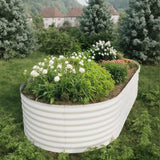 Garvee 8' X 4' X 2' Oval Metal Raised Garden Bed with Safety Edging, Outdoor Planter Box for Vegetables & Plants, Beige - Beige