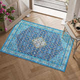 Garvee 4*6ft Persia Style Area Rug Blue-Green,Machine Washable Stain-Resistant Area Rug with Non-Slip Backing Low for Living Room, Bedroom, and Dining Room - Blue-Green