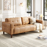 Garvee 3-Seater Sofa Couch, 83" Oversized Upholstered Faux Leather Sofa with Spring Cushion, Modern Sofa with Deep Seats and 2 Removable Back Cushions for Office, Living Room, Bedroom