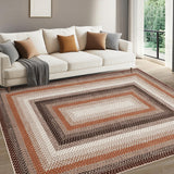 Garvee Printed Rug Braided Pattern Washable 5x7 Living Room Non Slip Soft Low Pile Stain Resistant Carpet Nursery Dining Room - Brown/Rust