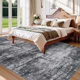 Garvee Area Rug Soft Fluffy Abstract Carpet for Living Room Bedroom Kitchen Dining Room, Black, 9x12ft - Black