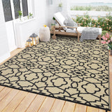 Garvee Outdoor Brown & Black 8x10 Reversible Rug, Plastic Tube-Woven Stain Resistant Non-Shedding Carpet for Poolside, High Traffic Areas - Brown & Black