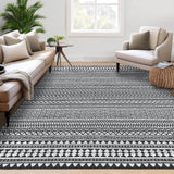Garvee 8x10 Washable Area Rug Large Living Room Rug Indoor Non-Slip Boho Rug Stain Resistant Geeometric Bedroom Rug Dining Room Accent Rug Moroccan Throw Floor Carpet for Home Office - Black & White
