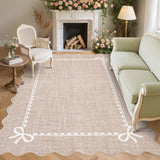 Garvee Scalloped Bow Rug Solid Camel Washable Non Slip 8x10 for Living Room Dorm Nursery Bedroom - Camel