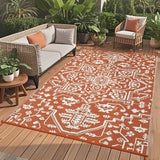 Garvee Outdoor Rug 10x14 Waterproof Reversible Plastic Straw Rug for Patio, RV, Picnic, Backyard, Brick Red & White - Brick Red